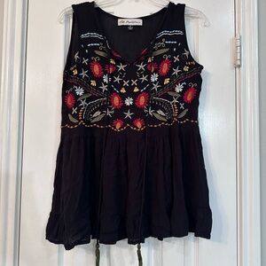 Montanaco Women's Black Embroidered Blouse